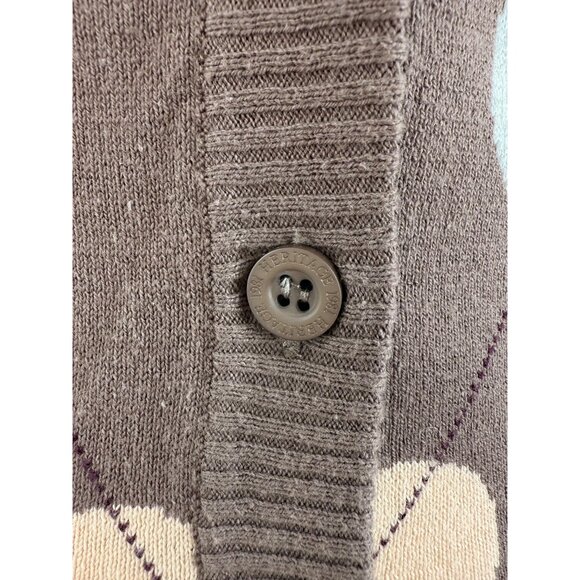 Vintage Y2K Heritage 1981 Casual Brown Heart Pattern Knit Sweater Tank Top Vest - Picture 7 of 10